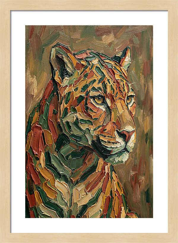 Jaguar In Vibrant Palette Knife Style