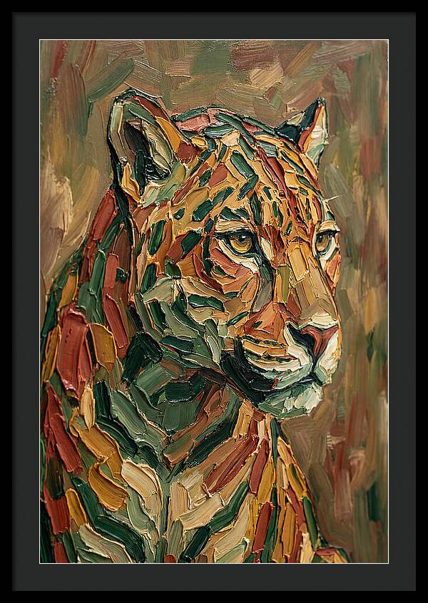 Jaguar In Vibrant Palette Knife Style