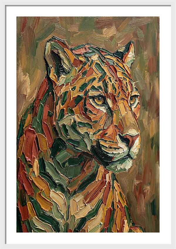 Jaguar In Vibrant Palette Knife Style