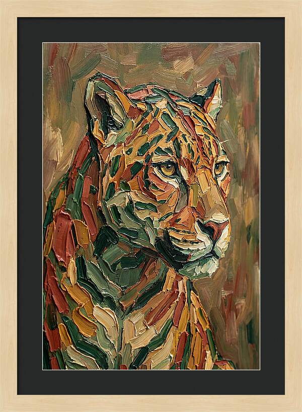 Jaguar In Vibrant Palette Knife Style