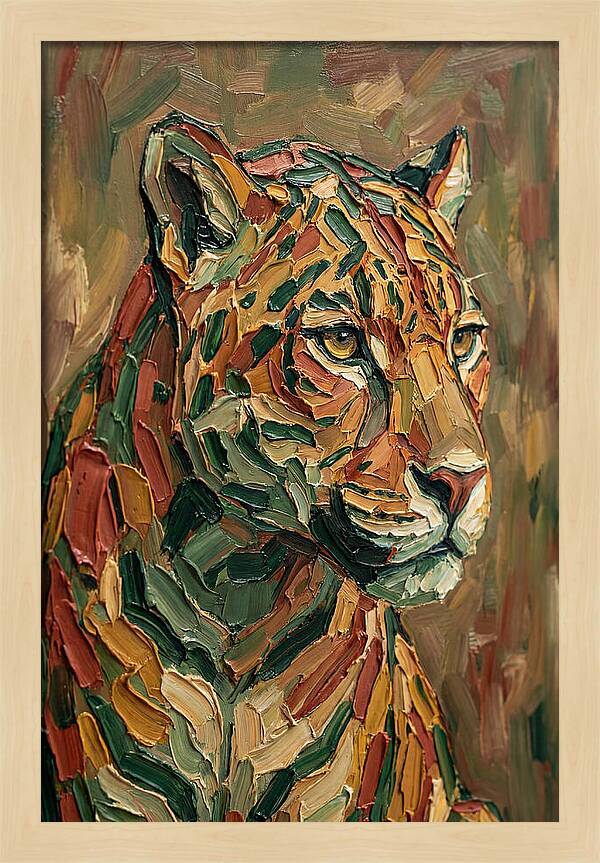 Jaguar In Vibrant Palette Knife Style