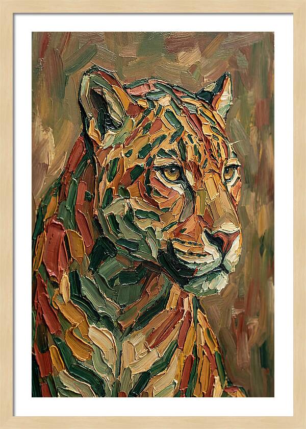 Jaguar In Vibrant Palette Knife Style
