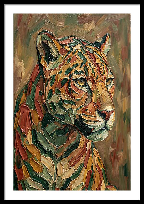 Jaguar In Vibrant Palette Knife Style