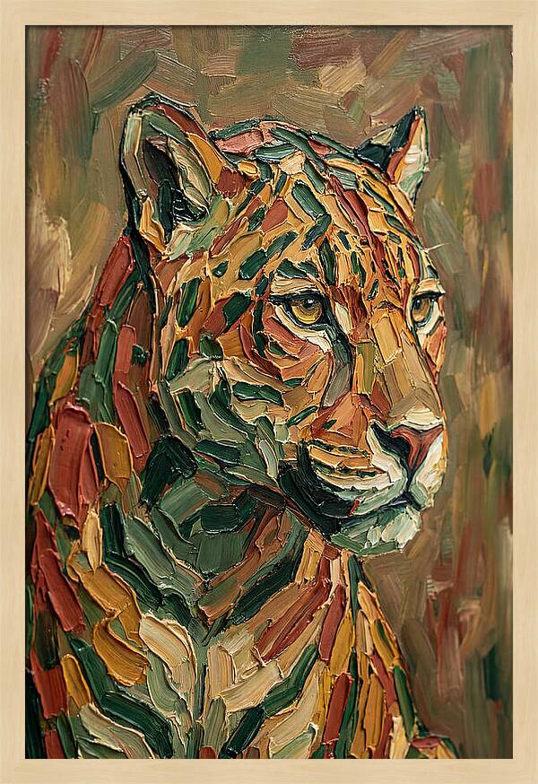Jaguar In Vibrant Palette Knife Style
