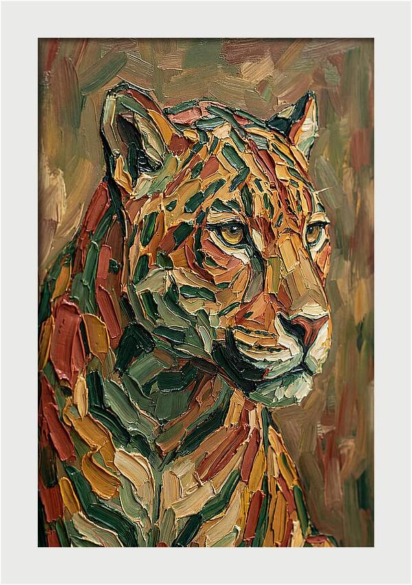 Jaguar In Vibrant Palette Knife Style
