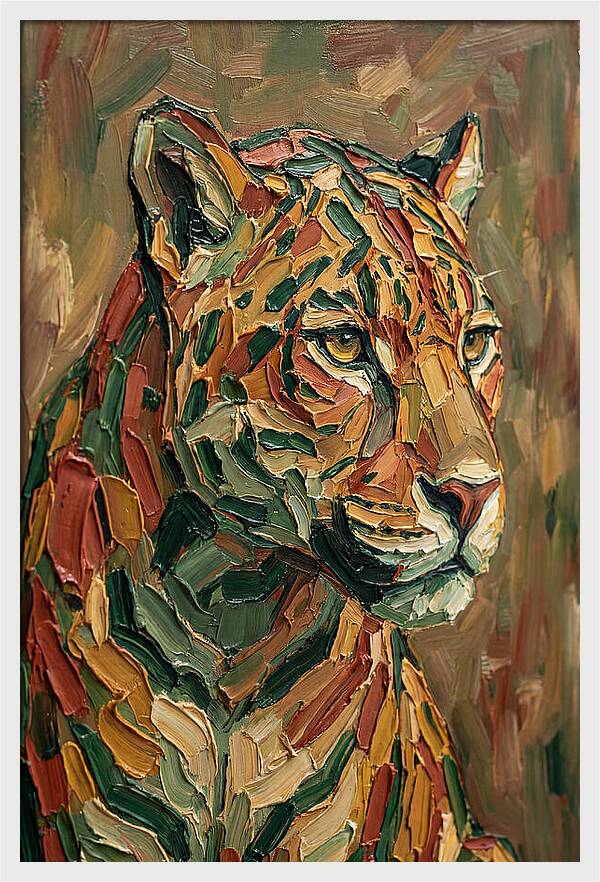 Jaguar In Vibrant Palette Knife Style