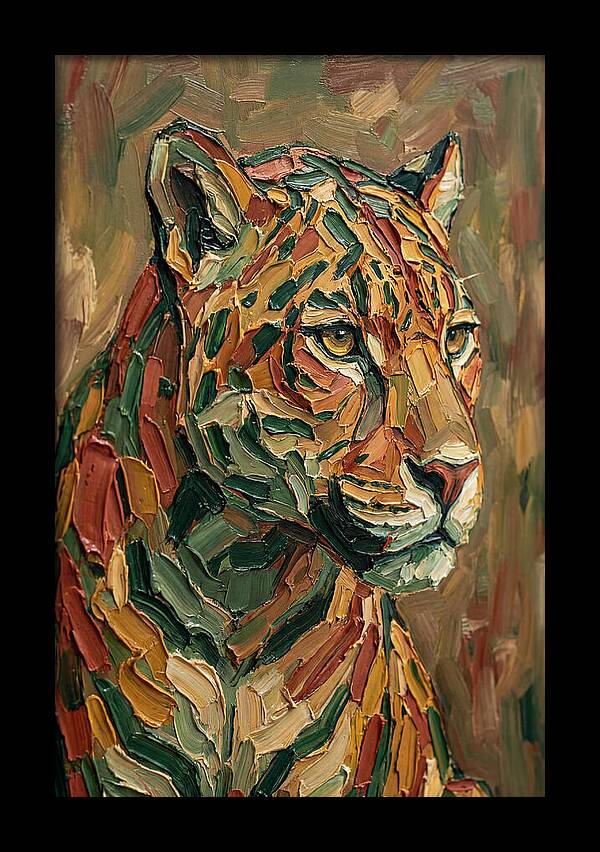 Jaguar In Vibrant Palette Knife Style