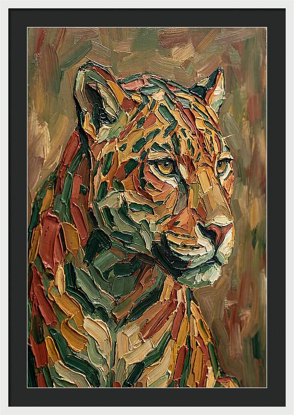 Jaguar In Vibrant Palette Knife Style