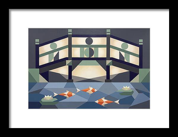 Japanese Bridge Over Koi Pond