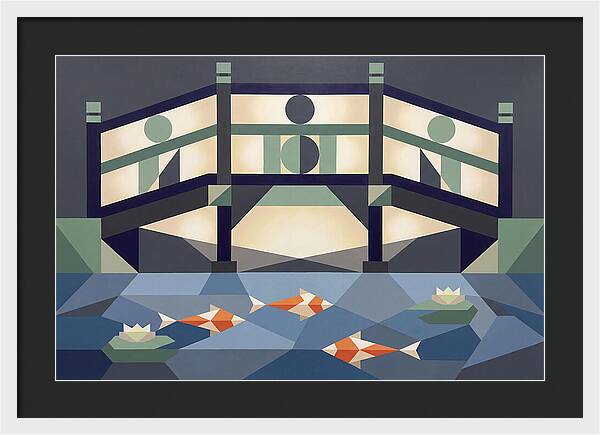Japanese Bridge Over Koi Pond