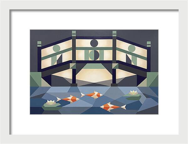 Japanese Bridge Over Koi Pond