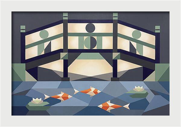 Japanese Bridge Over Koi Pond