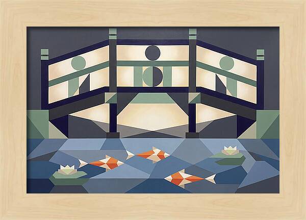 Japanese Bridge Over Koi Pond