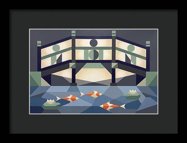 Japanese Bridge Over Koi Pond