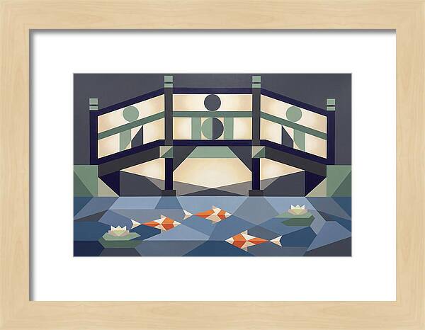 Japanese Bridge Over Koi Pond