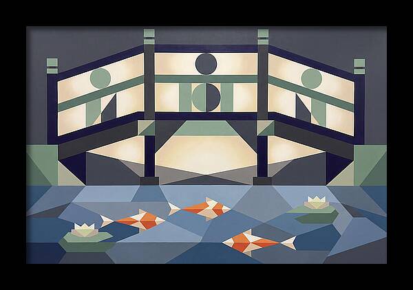 Japanese Bridge Over Koi Pond