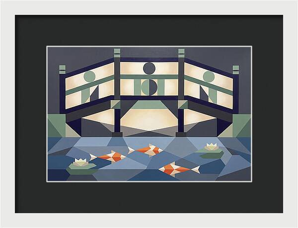 Japanese Bridge Over Koi Pond