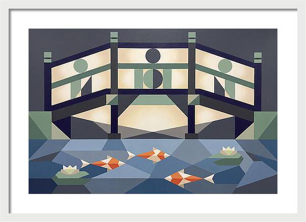 Japanese Bridge Over Koi Pond