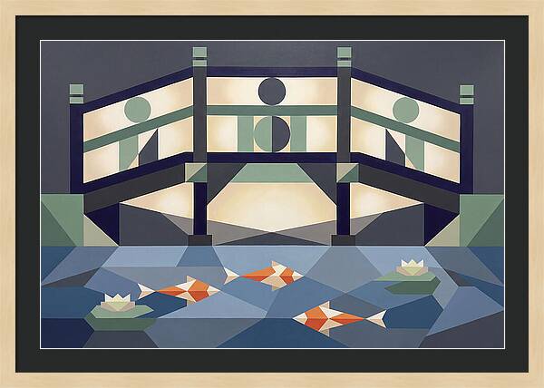 Japanese Bridge Over Koi Pond