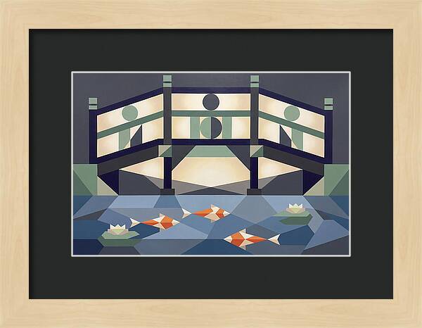 Japanese Bridge Over Koi Pond