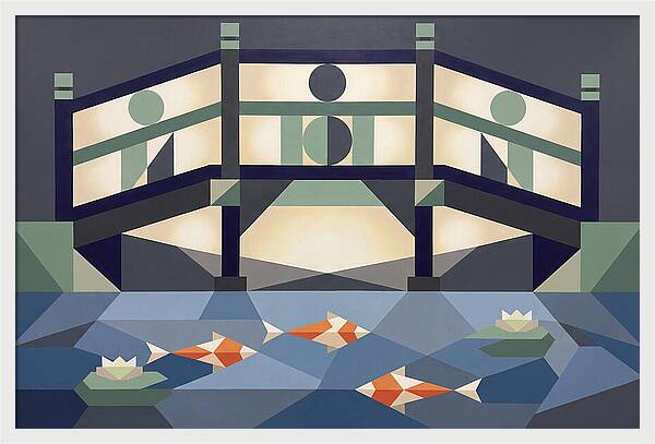 Japanese Bridge Over Koi Pond