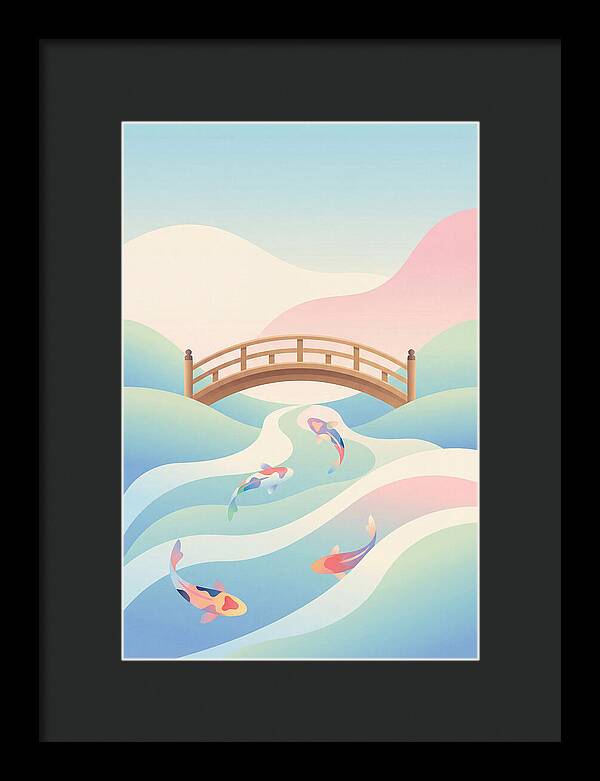 Japanese Bridge Over Koi Pond
