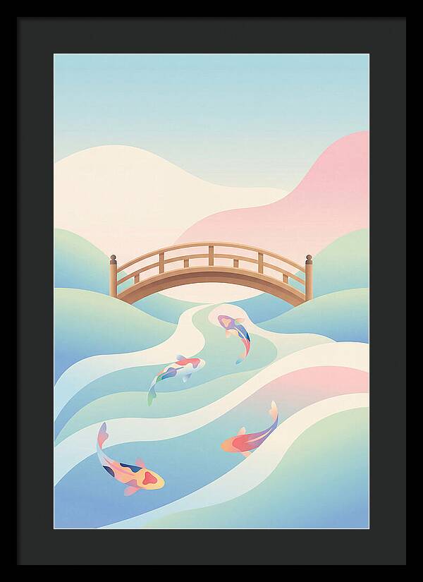 Japanese Bridge Over Koi Pond