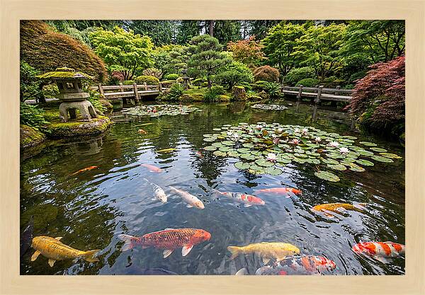 Japanese Koi In Tranquil Pond