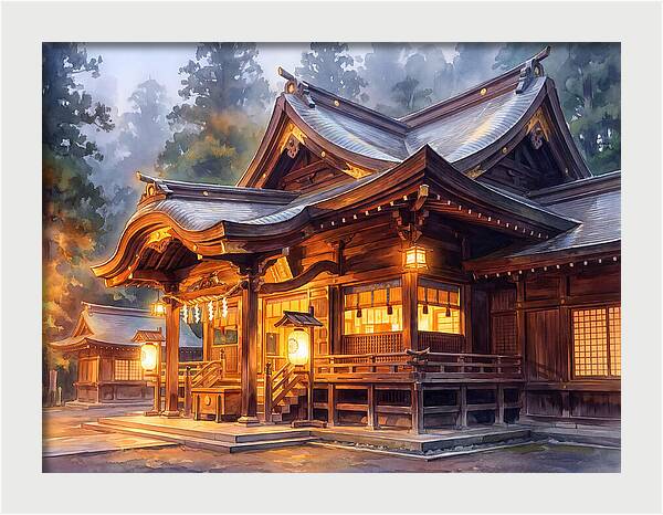 Japanese Temple At Dusk