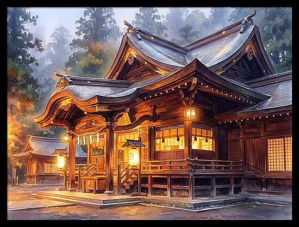 Japanese Temple At Dusk