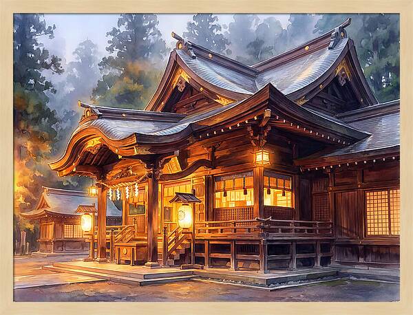 Japanese Temple At Dusk