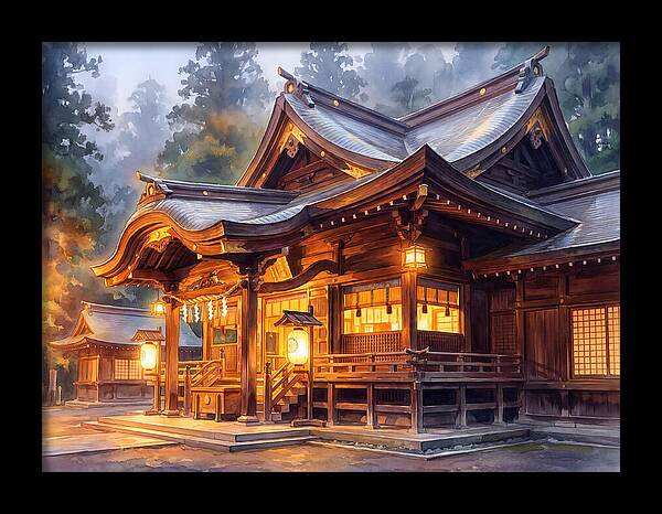 Japanese Temple At Dusk