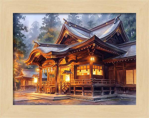 Japanese Temple At Dusk