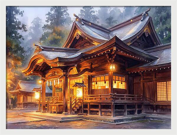 Japanese Temple At Dusk