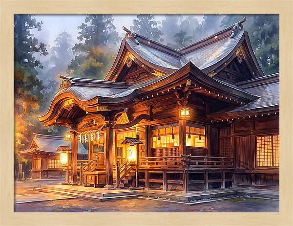 Japanese Temple At Dusk