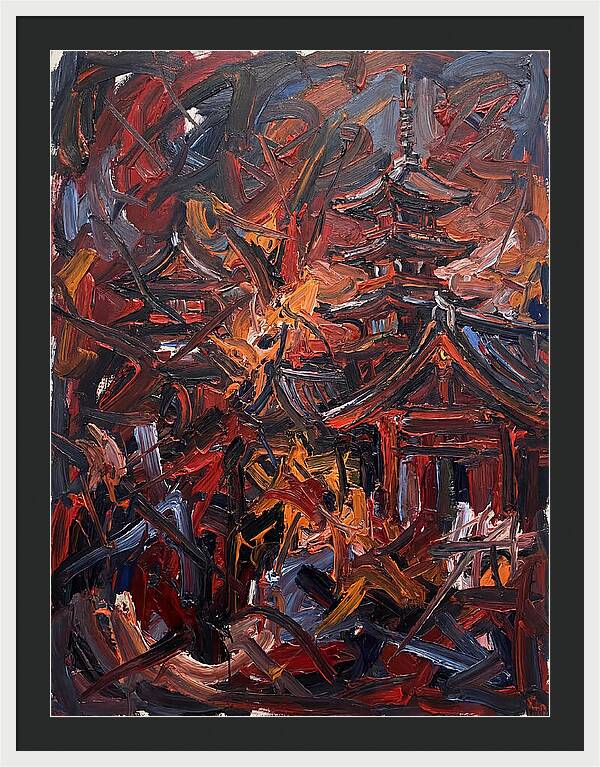 Japanese Temple In Expressionist Style