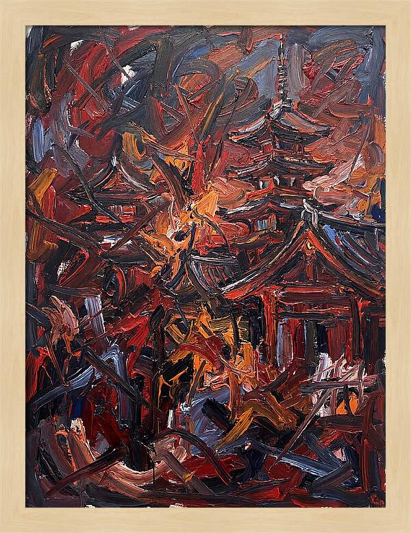 Japanese Temple In Expressionist Style
