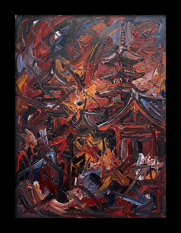 Japanese Temple In Expressionist Style