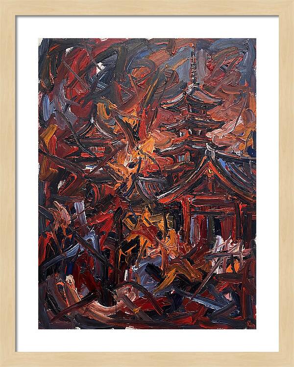 Japanese Temple In Expressionist Style