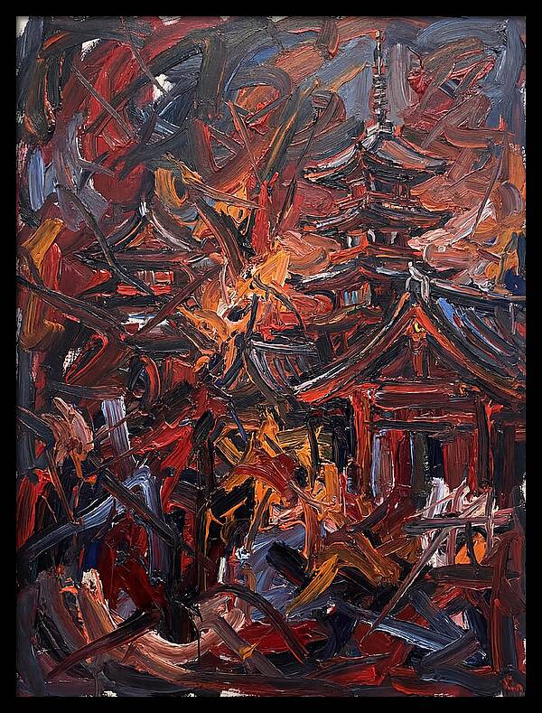 Japanese Temple In Expressionist Style