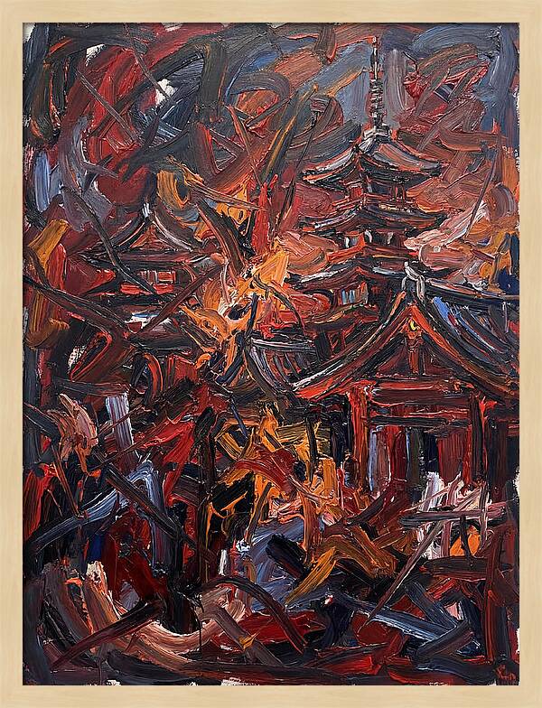 Japanese Temple In Expressionist Style