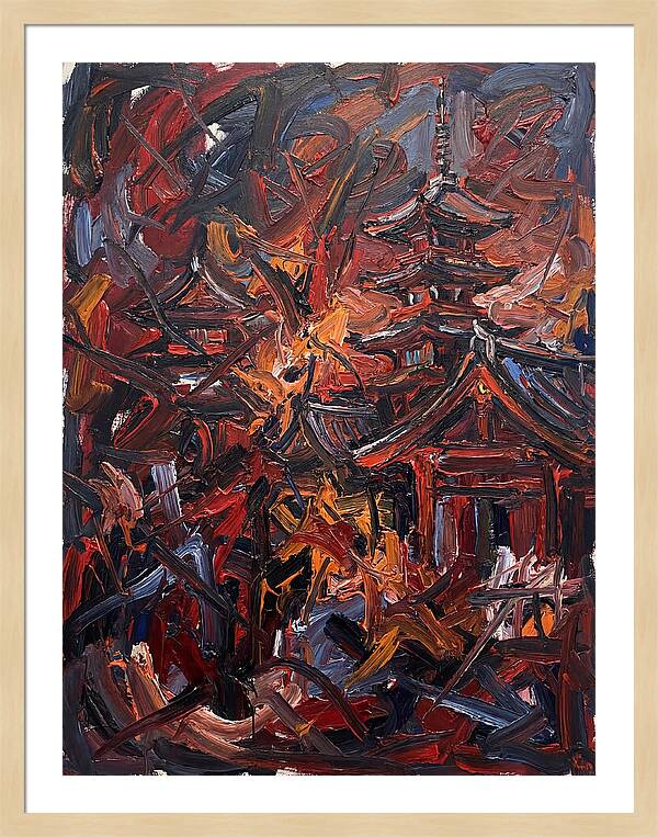 Japanese Temple In Expressionist Style