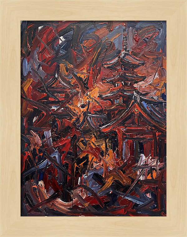Japanese Temple In Expressionist Style