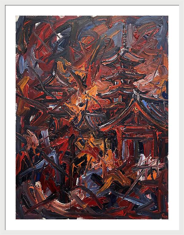 Japanese Temple In Expressionist Style