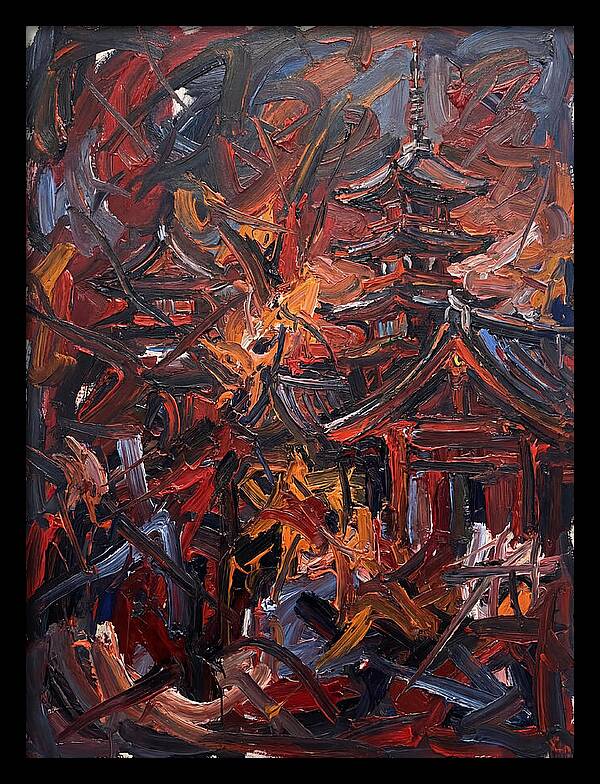 Japanese Temple In Expressionist Style