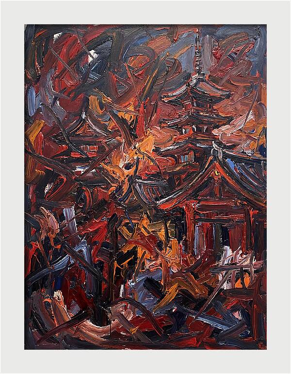 Japanese Temple In Expressionist Style