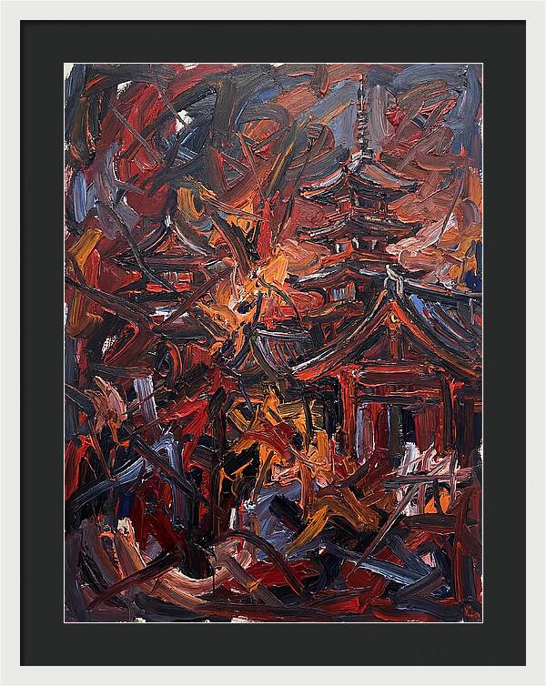 Japanese Temple In Expressionist Style