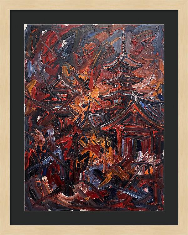 Japanese Temple In Expressionist Style