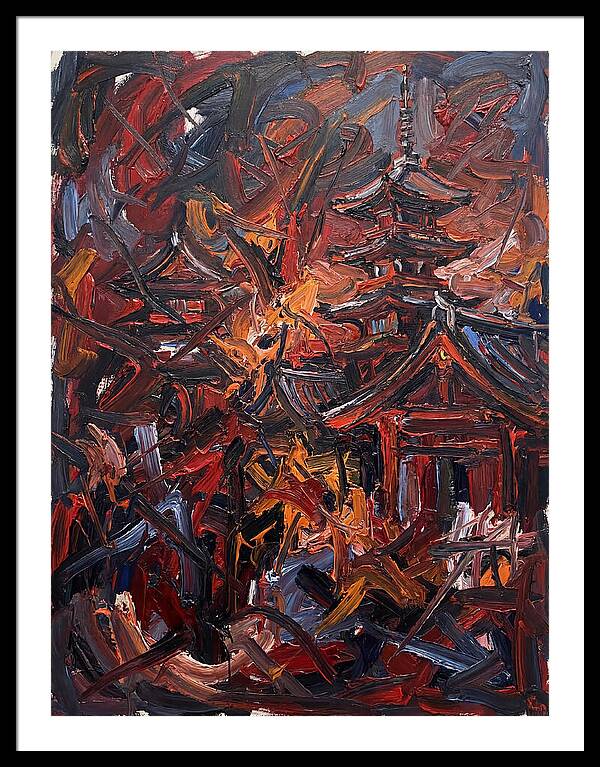 Japanese Temple In Expressionist Style