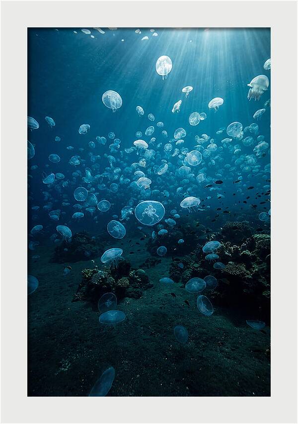 Jellyfish Bloom Underwater